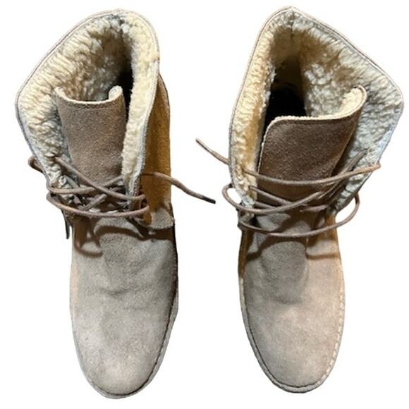 PIERRE HARDY Tan suede lace up shearling wedge ankle desert chukka boots sz 9 40 - Picture 9 of 13